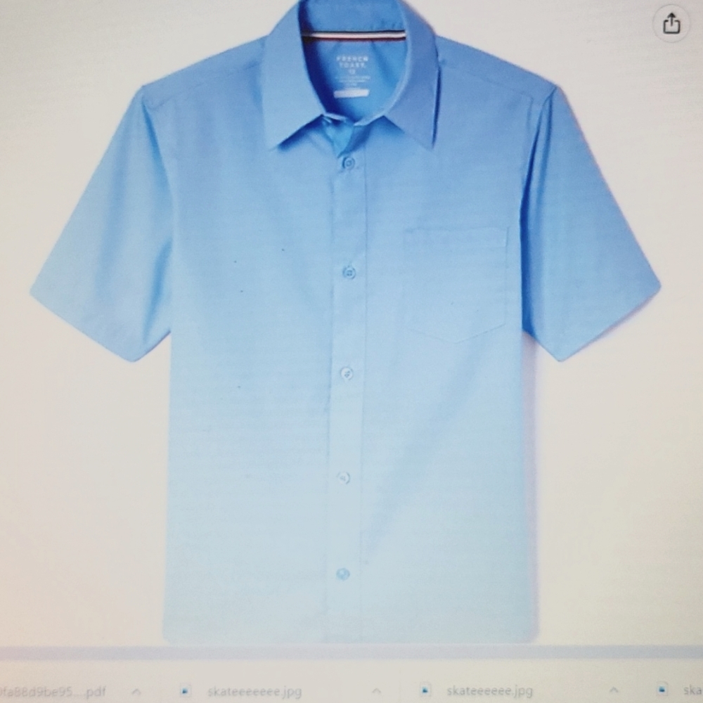 French Toast boys short sleeve poplin uniform classic dress shirt blue sz 6…NEW